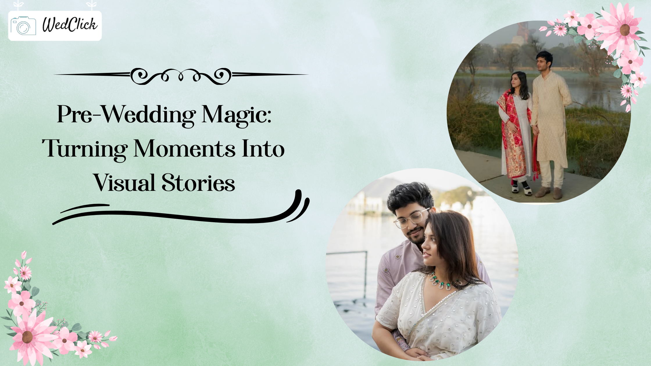 Pre-wedding couple portraits showcasing storytelling photography with romantic outdoor moments and elegant styling.